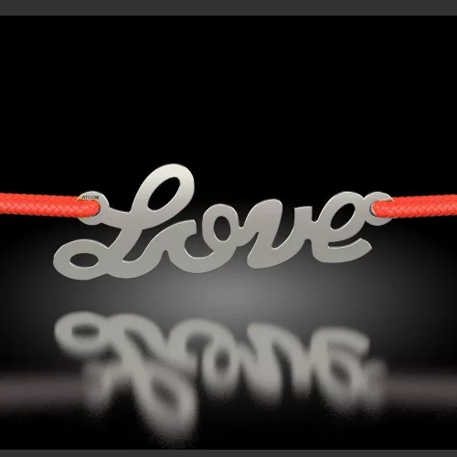 Stříbrný náramek s červenou šňůrkou model True Love