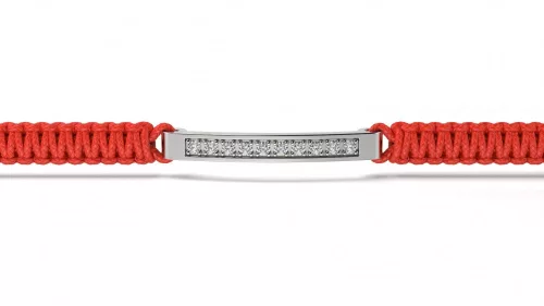 Stříbrný náramek s pletenou červenou šňůrkou model Excalibur