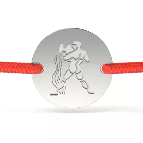 Stříbrný náramek s červeným provázkem model1 Aquarius