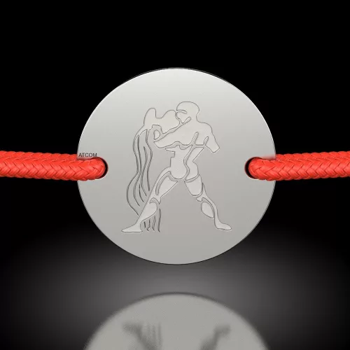 Stříbrný náramek s červeným provázkem model1 Aquarius
