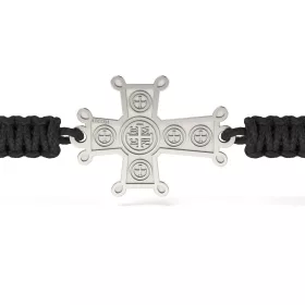 Stříbrný náramek s pletenou šňůrkou Ortodox model 05