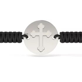 Stříbrný náramek s pletenou šňůrkou Ortodox model 01