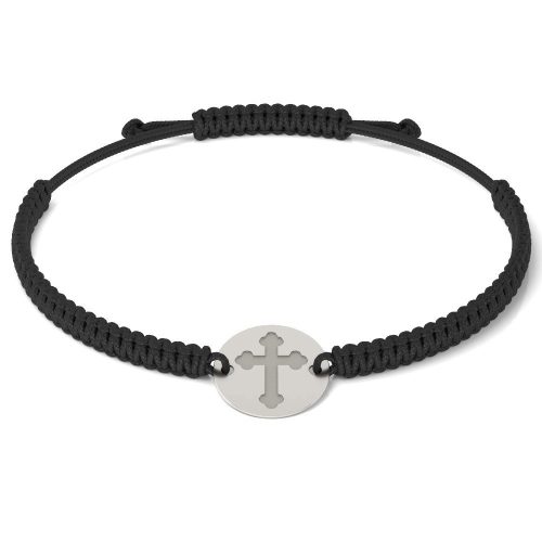 Stříbrný náramek s pletenou šňůrkou Ortodox model 01