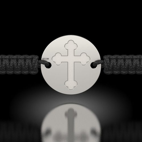 Stříbrný náramek s pletenou šňůrkou Ortodox model 01