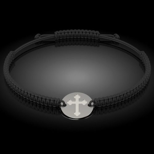 Stříbrný náramek s pletenou šňůrkou Ortodox model 01