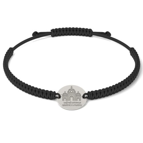 Stříbrný náramek se šňůrkou Ortodox model 10