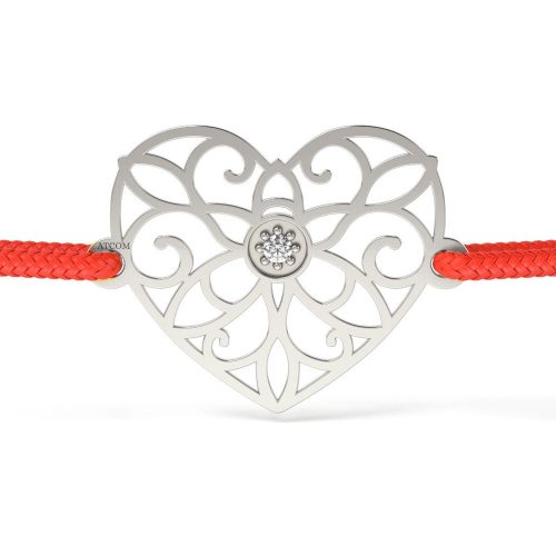 Stříbrný náramek s diamantem model Lace heart