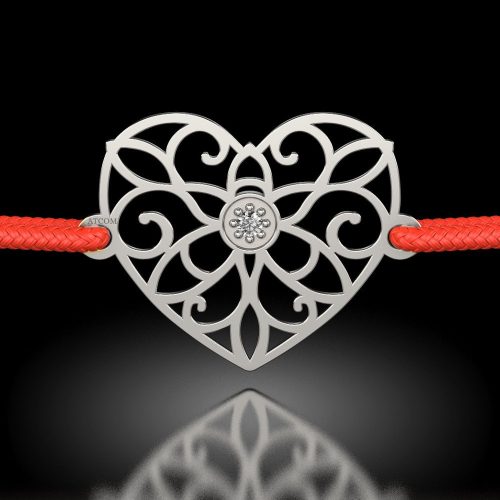 Stříbrný náramek s diamantem model Lace heart