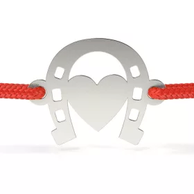   Stříbrný náramek se šňůrkou modelu Horseshoe se srdcem