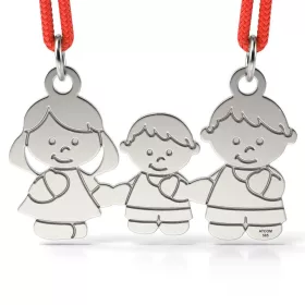   Stříbrný přívěsek se šňůrkou model Mother Father and Boy