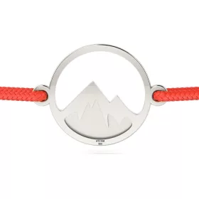 Stříbrný náramek s červenou šňůrkou model Mountains