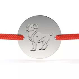 Stříbrný náramek s červenou šňůrkou model1 Aries