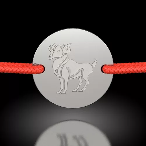Stříbrný náramek s červenou šňůrkou model1 Aries