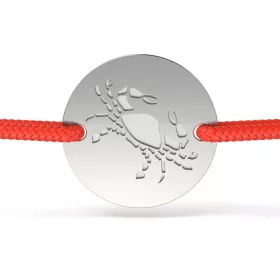 Stříbrný náramek s červenou šňůrkou model1 Cancer