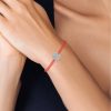 Stříbrný náramek s červenou šňůrkou model Gemini