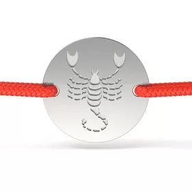 Stříbrný náramek s červenou šňůrkou model Scorpion