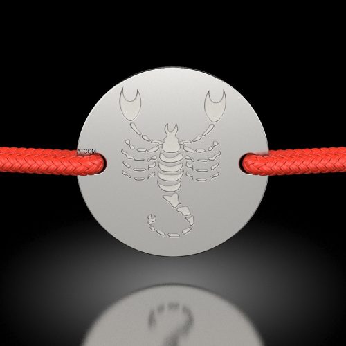 Stříbrný náramek s červenou šňůrkou model Scorpion