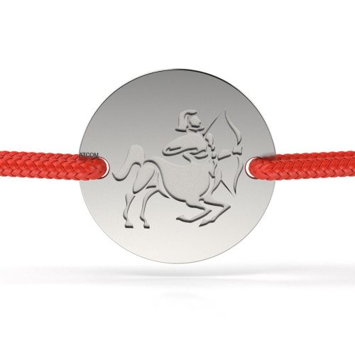 Stříbrný náramek s červeným provázkem model Sagittarius