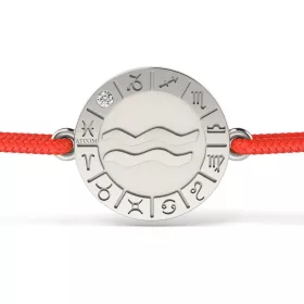 Stříbrný náramek s červeným provázkem model Aquarius
