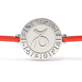   Stříbrný náramek s červenou šňůrkou model Capricornus