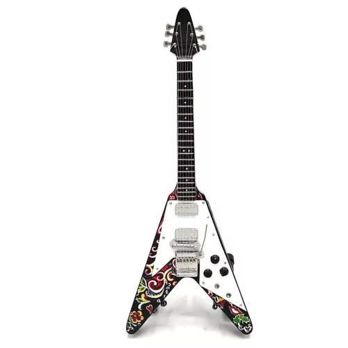 Miniatură chitara Indomini MGT-1182, Jimi Hendrix Psychedelic F. V, lemn de mahon, plastic și metal
