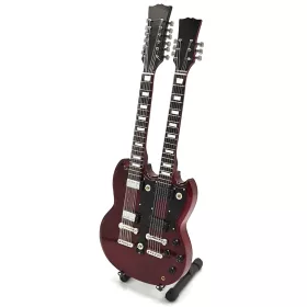   Miniatură chitara Indomini MGT-2059, Led Zeppelin Jimmy Page Double Neck, lemn de mahon, plastic și metal