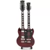 Miniatură chitara Indomini MGT-2059, Led Zeppelin Jimmy Page Double Neck, lemn de mahon, plastic și metal