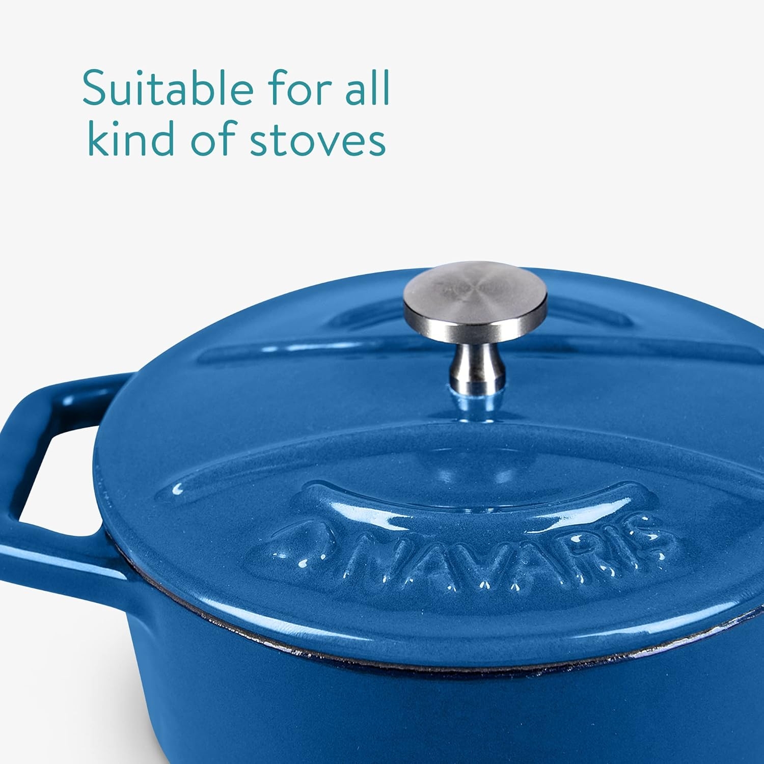 Set 4 Mini Oale din fonta Navaris, 10.5 cm, 290 ml, pentru cuptor și plita, albastru, 49079.04.02