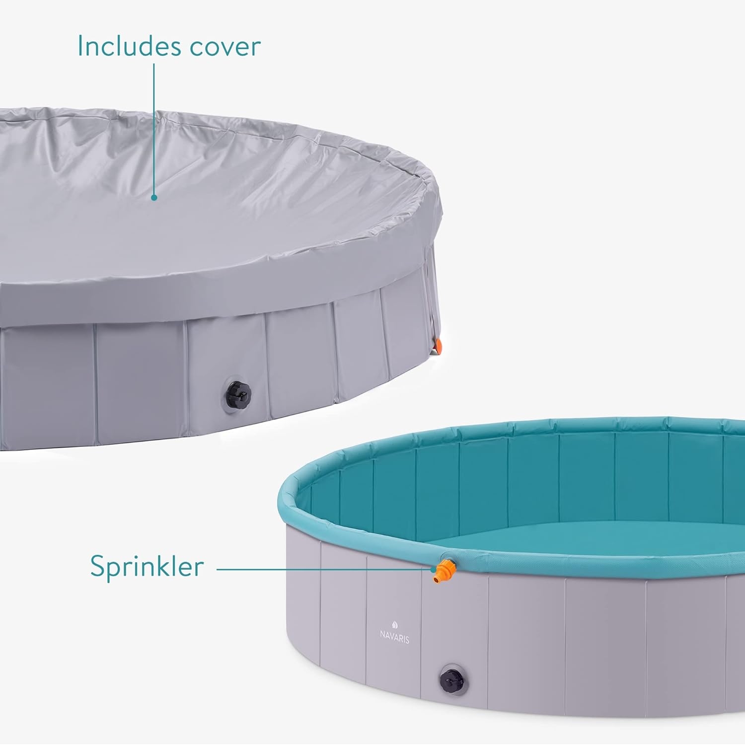 Piscina pentru caini Navaris XL cu sprinkler, 160 cm, verde, 60231.01