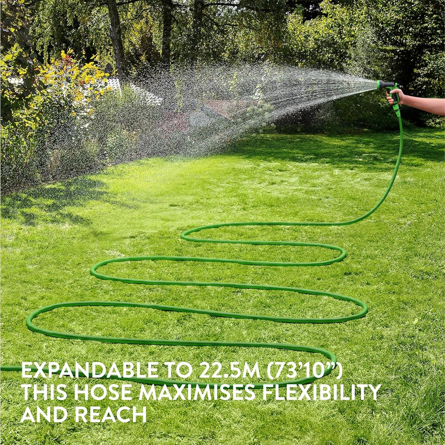 Furtun de gradina extensibil Navaris, 11.25-22.5m, cu pistol 10 functii, 61949.03
