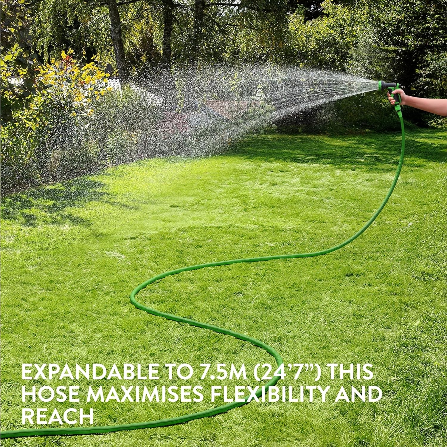Furtun de gradina extensibil Navaris 3.75-7.5m, cu pistol stropire 10 functii, 61949.01