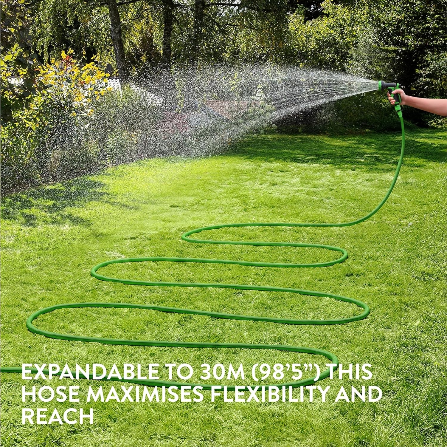 Furtun de gradina extensibil Navaris 15-30m, cu pistol stropire 10 functii, 61949.04